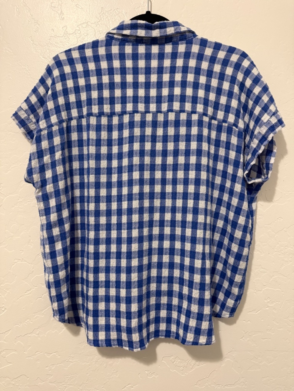 Delancey Blue & White Gingham Tie Front Button Up Top – Size Large - Picture 3 of 4